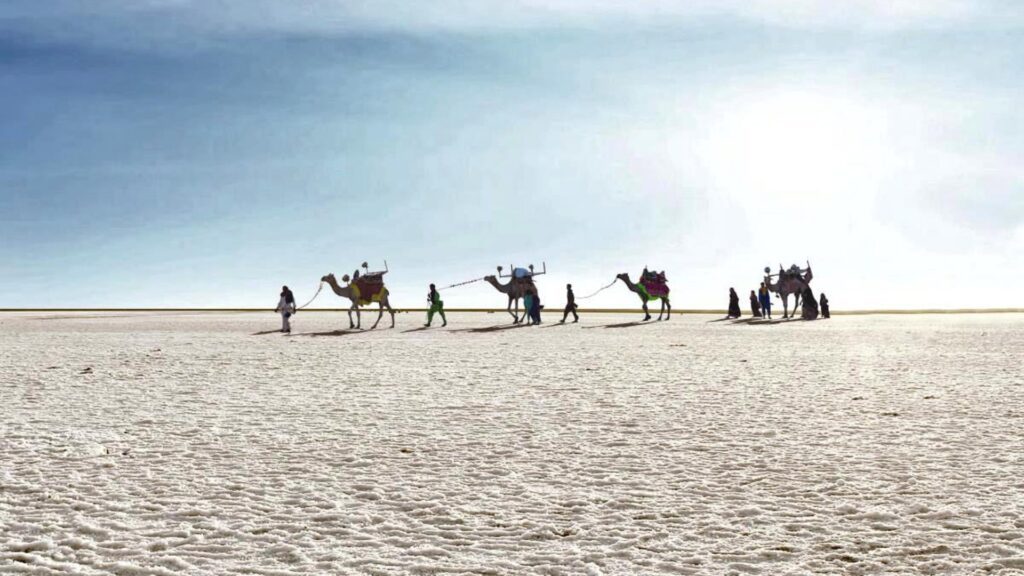 White salt desert at Rann of Kutch, highlighting famous places in Gujarat